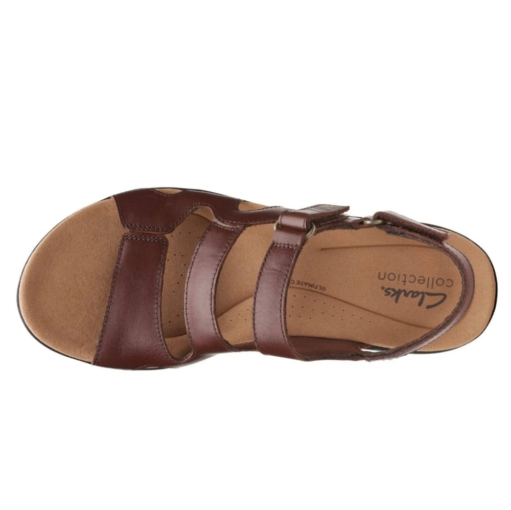Clarks Collection Laurieann Brown Leather Round Toe Sandals Size 10M Women - Picture 3 of 13